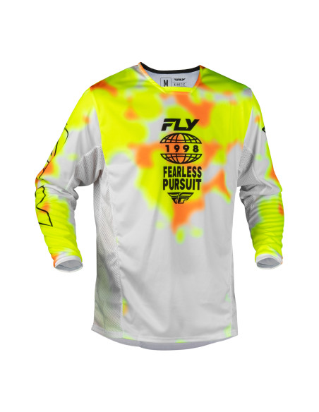 Maillot cross Fly 2027 Kinetic Blur - Blanc Jaune fluo Orange
