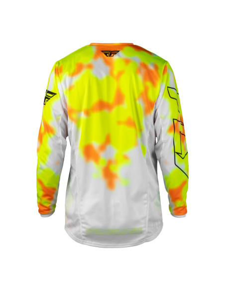 Maillot cross Fly 2027 Kinetic Blur - Blanc Jaune fluo Orange