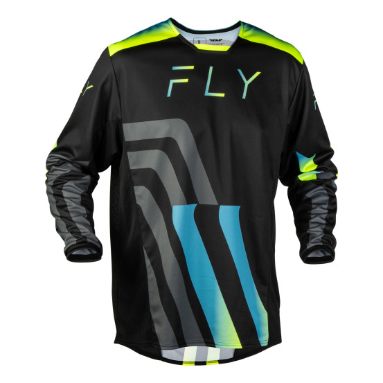 Maillot cross Fly 2027 Kinetic Volt - Noir Gris Turquoise Jaune