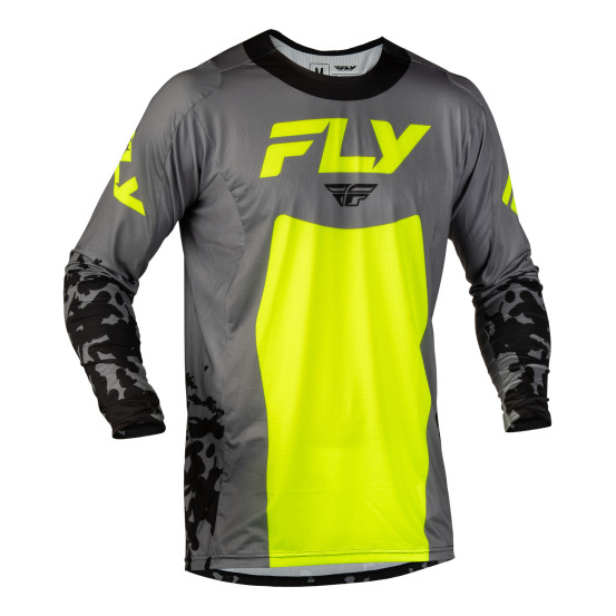 Maillot cross Fly 2027 Lite Flake - Gris Jaune fluo Noir