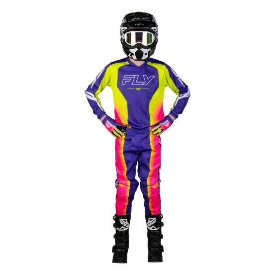 Tenue cross enfant Fly 2027 F-16 Raze - Violet Rouge Jaune