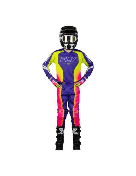 Tenue cross enfant Fly 2027 F-16 Raze - Violet Rouge Jaune