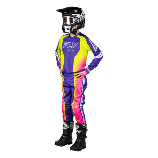 Tenue cross enfant Fly 2027 F-16 Raze - Violet Rouge Jaune