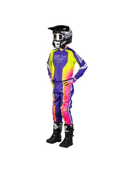 Tenue cross enfant Fly 2027 F-16 Raze - Violet Rouge Jaune