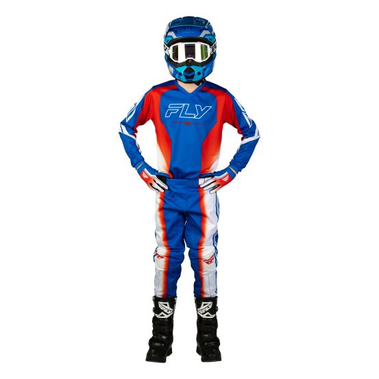 Tenue cross enfant Fly 2027 F-16 Raze - Rouge Blanc Bleu