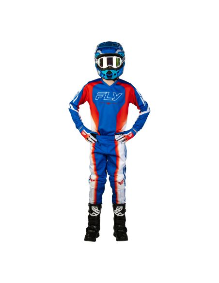 Tenue cross enfant Fly 2027 F-16 Raze - Rouge Blanc Bleu