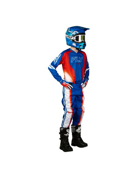 Tenue cross enfant Fly 2027 F-16 Raze - Rouge Blanc Bleu
