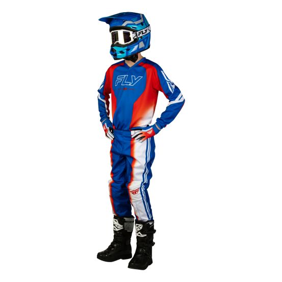 Tenue cross enfant Fly 2027 F-16 Raze - Rouge Blanc Bleu