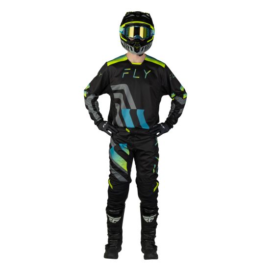 Tenue cross Fly 2027 Kinetic Volt - Noir Gris Turquoise Jaune