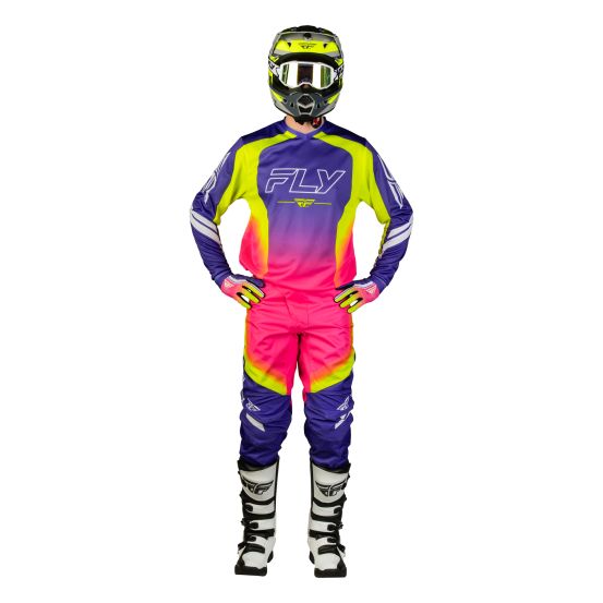 Tenue cross Fly 2027 F-16 Raze - Violet Rouge Jaune