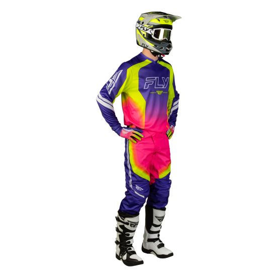 Tenue cross Fly 2027 F-16 Raze - Violet Rouge Jaune