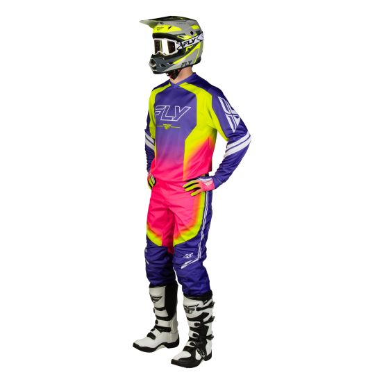 Tenue cross Fly 2027 F-16 Raze - Violet Rouge Jaune