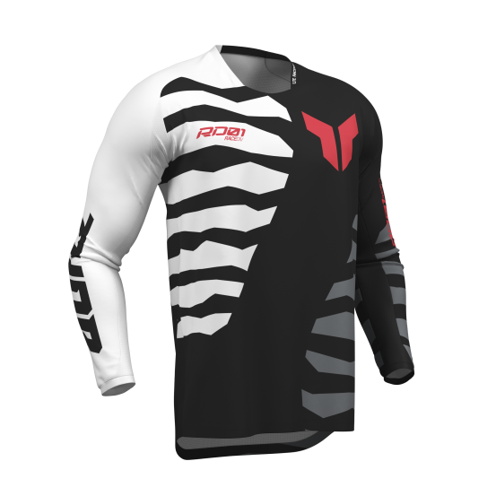 Maillot cross Thor 2027 Launchmode Shredder - Noir Blanc
