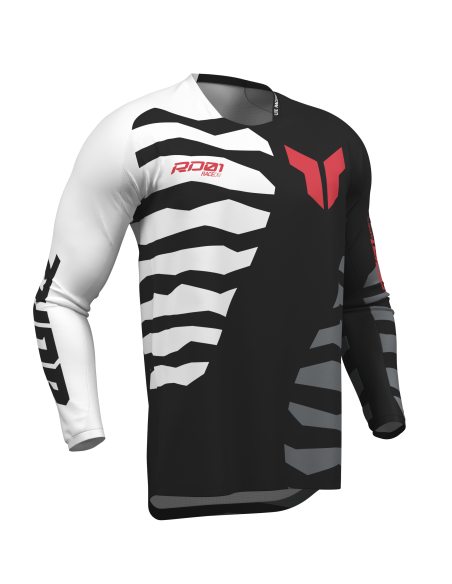 Maillot cross Thor 2027 Launchmode Shredder - Noir Blanc