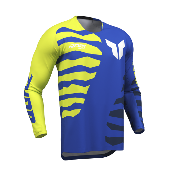 Maillot cross Thor 2027 Launchmode Shredder - Bleu Jaune Acid