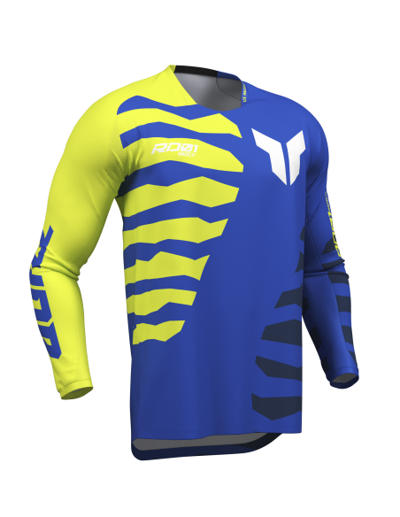 Maillot cross Thor 2027 Launchmode Shredder - Bleu Jaune Acid