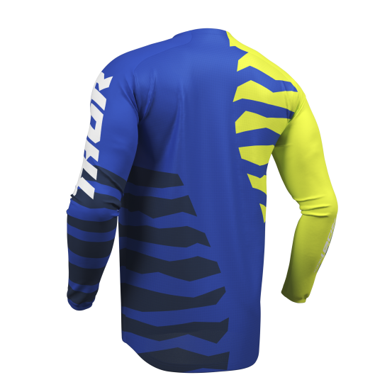 Maillot cross Thor 2027 Launchmode Shredder - Bleu Jaune Acid