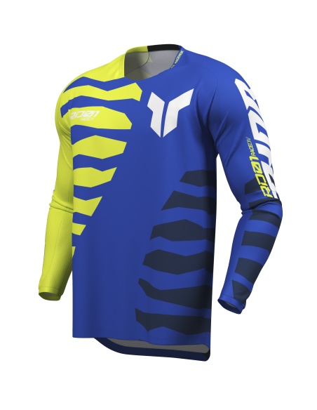 Maillot cross Thor 2027 Launchmode Shredder - Bleu Jaune Acid