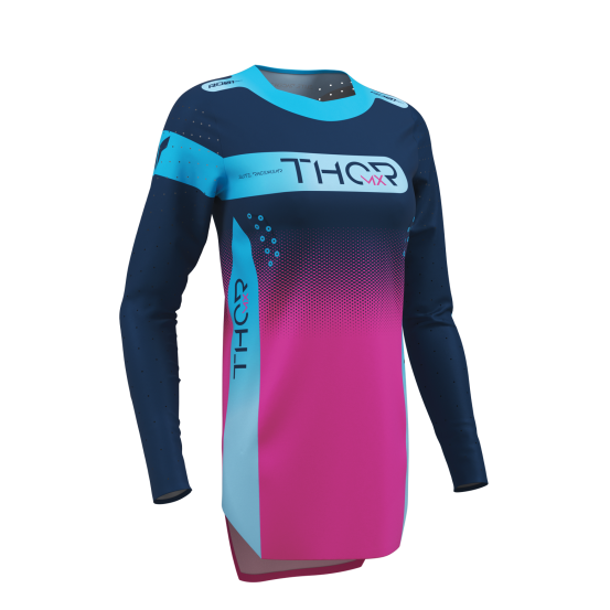 Maillot cross femme Thor 2027 Sportmode Merge - Bleu Rose Fuchsia