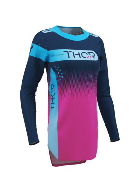 Maillot cross femme Thor 2027 Sportmode Merge - Bleu Rose Fuchsia