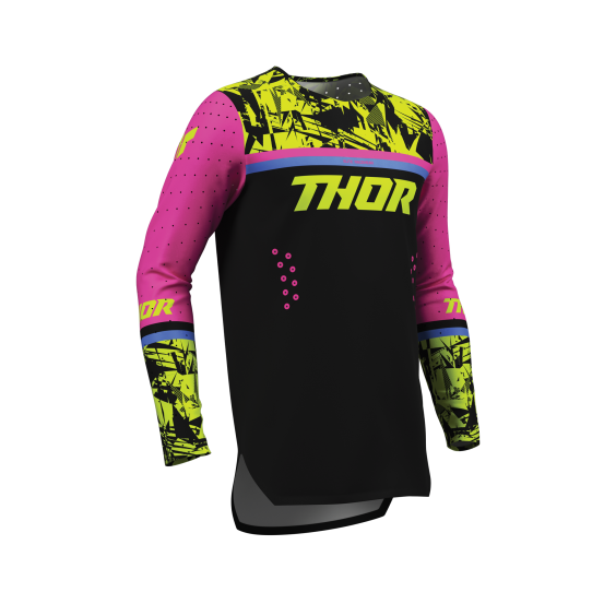 Maillot cross enfant Thor 2027 Sportmode Punkd - Noir Rose Fuchsia