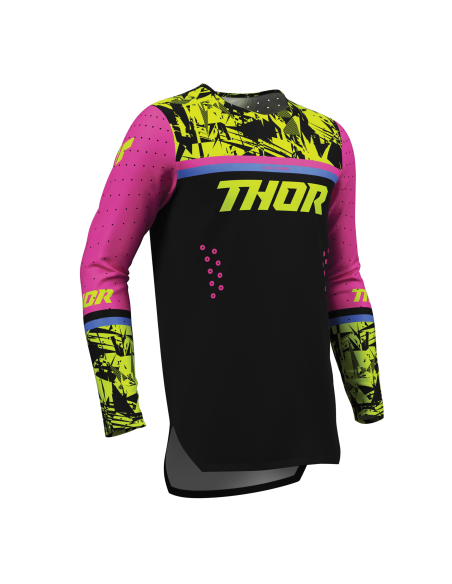 Maillot cross enfant Thor 2027 Sportmode Punkd - Noir Rose Fuchsia