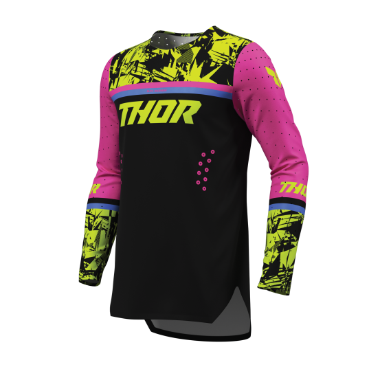 Maillot cross enfant Thor 2027 Sportmode Punkd - Noir Rose Fuchsia