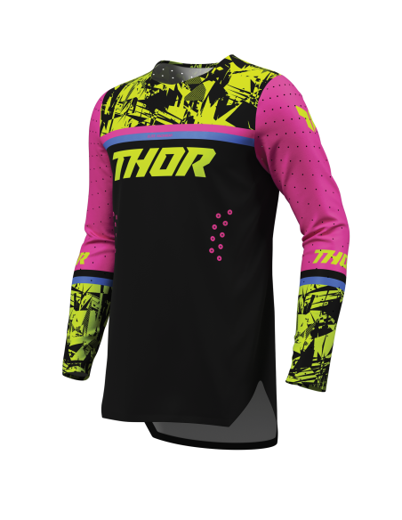 Maillot cross enfant Thor 2027 Sportmode Punkd - Noir Rose Fuchsia