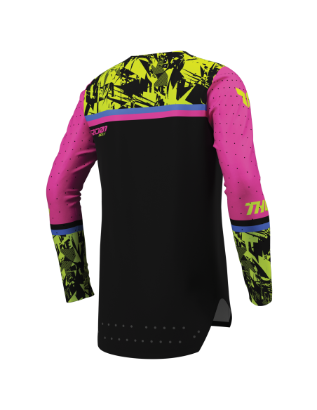 Maillot cross enfant Thor 2027 Sportmode Punkd - Noir Rose Fuchsia