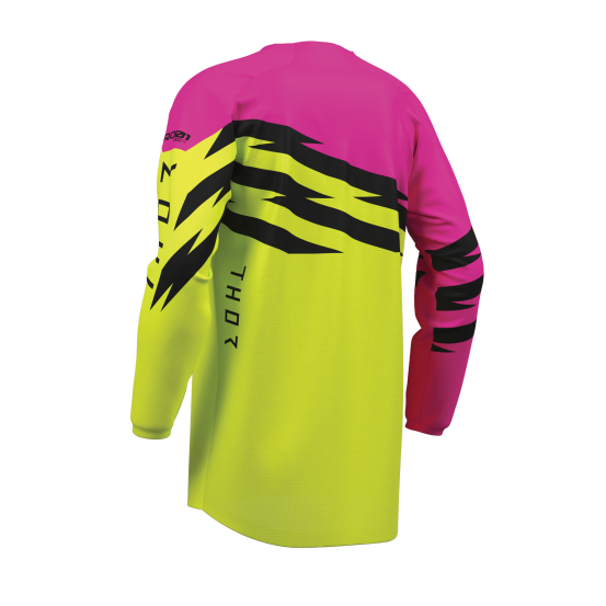 Maillot cross enfant Thor 2027 Launchmode Shockie - Jaune Acid Rose Fuchsia