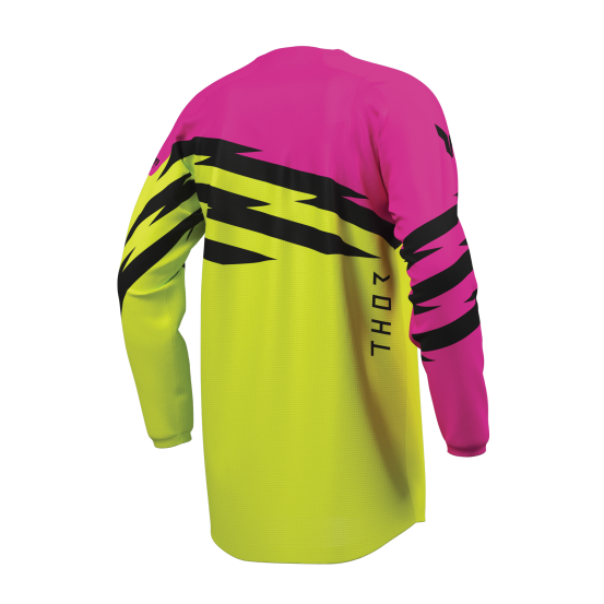 Maillot cross enfant Thor 2027 Launchmode Shockie - Jaune Acid Rose Fuchsia