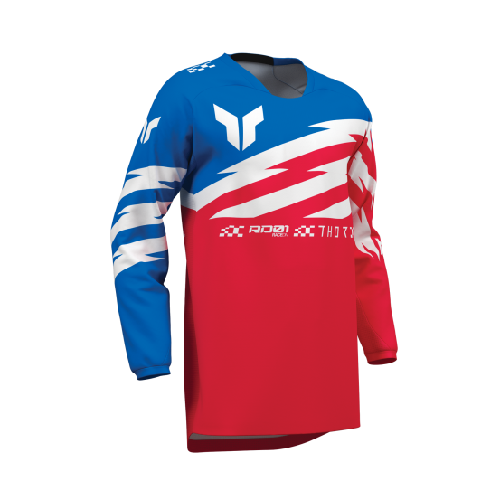 Maillot cross enfant Thor 2027 Launchmode Shockie - Rouge Bleu