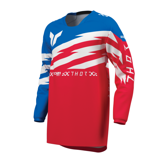 Maillot cross enfant Thor 2027 Launchmode Shockie - Rouge Bleu