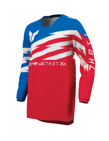Maillot cross enfant Thor 2027 Launchmode Shockie - Rouge Bleu