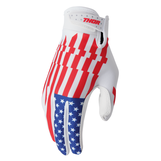 Gants cross enfant Thor Launchmode Patriot - Rouge Blanc Bleu