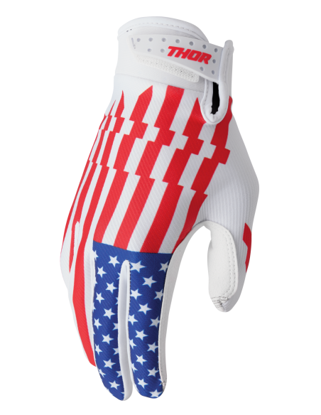 Gants cross enfant Thor Launchmode Patriot - Rouge Blanc Bleu