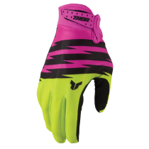 Gants cross enfant Thor Launchmode Shockie - Jaune Acid Rose Fuchsia