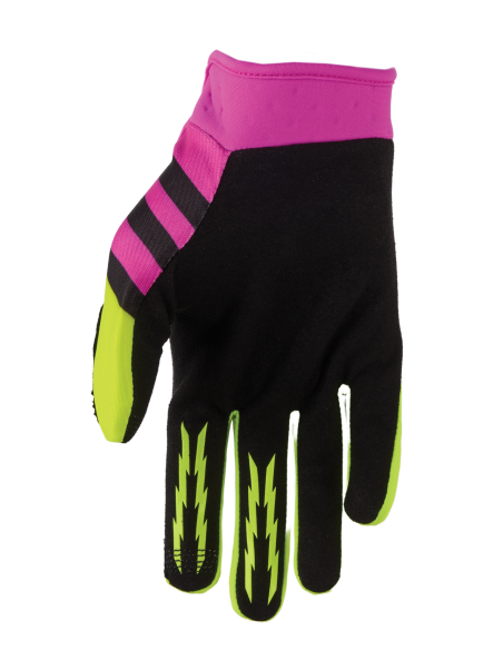 Gants cross enfant Thor Launchmode Shockie - Jaune Acid Rose Fuchsia