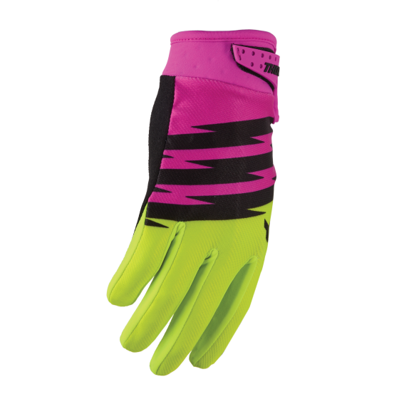 Gants cross enfant Thor Launchmode Shockie - Jaune Acid Rose Fuchsia
