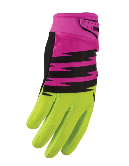 Gants cross enfant Thor Launchmode Shockie - Jaune Acid Rose Fuchsia