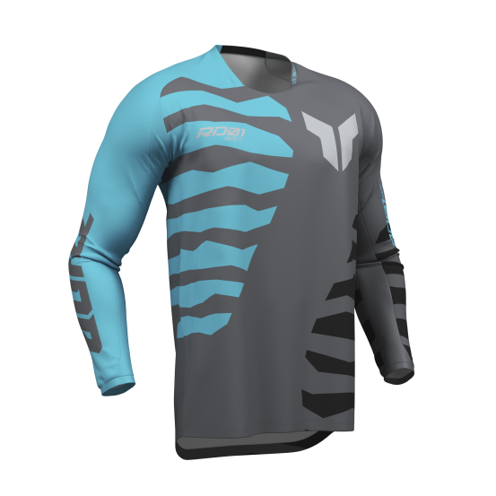 Maillot cross Thor 2027 Launchmode Shredder - Gris Charcoal Aqua