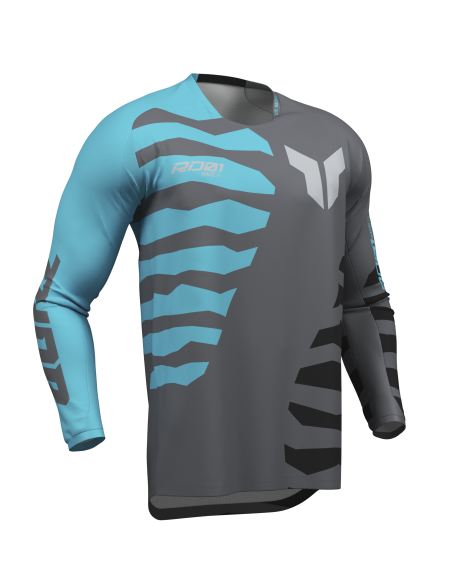 Maillot cross Thor 2027 Launchmode Shredder - Gris Charcoal Aqua
