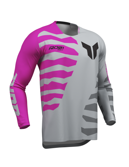 Maillot cross Thor 2027 Launchmode Shredder - Gris Rose Fuchsia