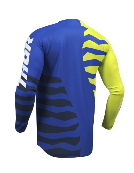 Maillot cross Thor 2027 Launchmode Shredder - Bleu Jaune Acid