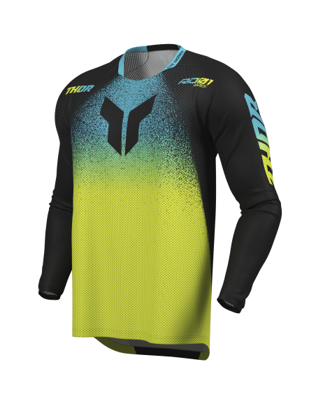 Maillot cross Thor 2027 Launchmode Air Darkside - Noir Jaune Acid