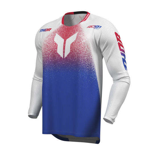 Maillot cross Thor 2027 Launchmode Air Darkside - Blanc Bleu