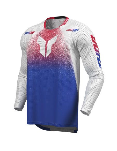 Maillot cross Thor 2027 Launchmode Air Darkside - Blanc Bleu