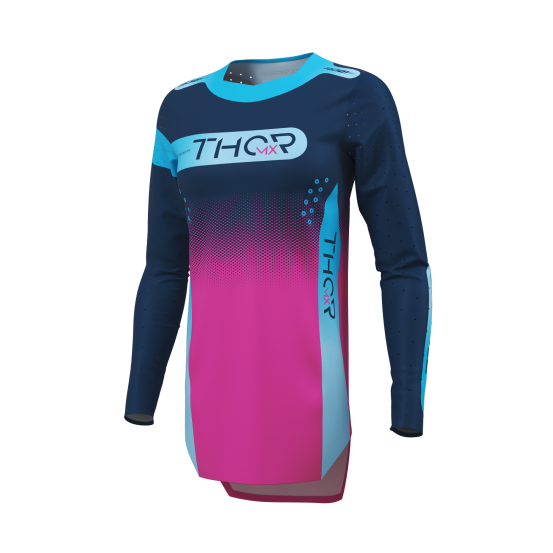 Maillot cross femme Thor 2027 Sportmode Merge - Bleu Rose Fuchsia