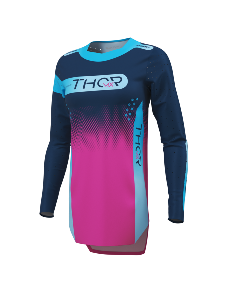 Maillot cross femme Thor 2027 Sportmode Merge - Bleu Rose Fuchsia