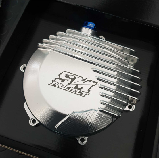 Couvercle d'embrayage argent + bouchon de remplissage SM PROJECT - TM RACING 450 - 530 à partir de 2006